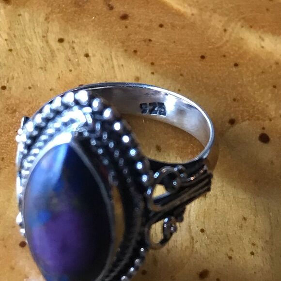 Mojave Purple Turquoise Sterling Silver Ring Size 5 - Picture 3 of 8